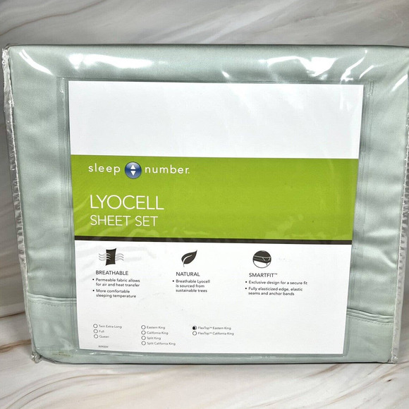 Sleep Number Lyocell Silk-Like Breathable 300TC FlexTop King Sheets Jade - Picture 1 of 3